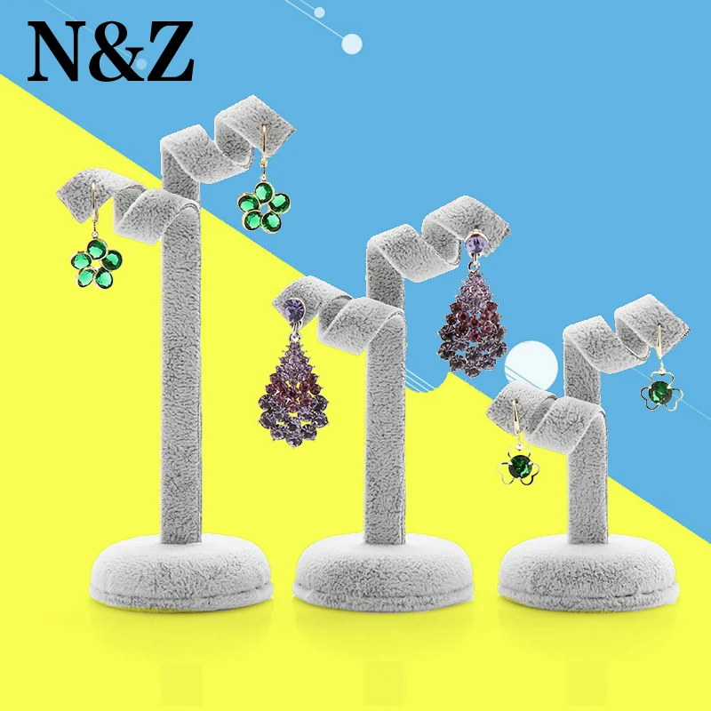 

N&Z 3pcs/set Gray Color Velvet Jewelry Presentor Stand Earrings Exhibitor Organizer Ear Nail Display Holder Jewelry Display