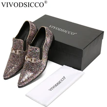 VIVODSICCO/модные итальянские мужские модельные туфли винтажные мужские туфли из натуральной кожи вечерние Лоферы ручной работы на плоской подошве