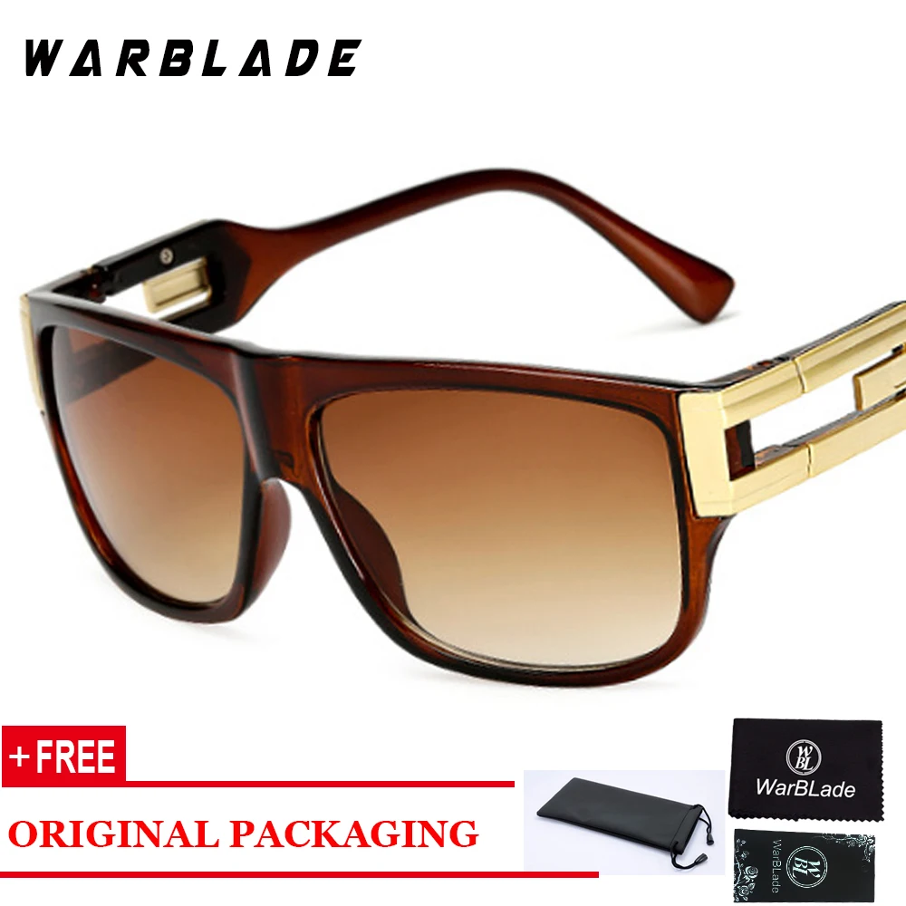 

WARBLADE Retro Flat Top Men Square Sunglasses Brand Designer Fashion Women Gradient/Clear Lens Shades UV400
