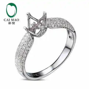 

CaiMao Round cut Semi Mount Ring Settings &0.32 ct Diamond 18k White Gold Gemstone Engagement Ring Fine Jewelry