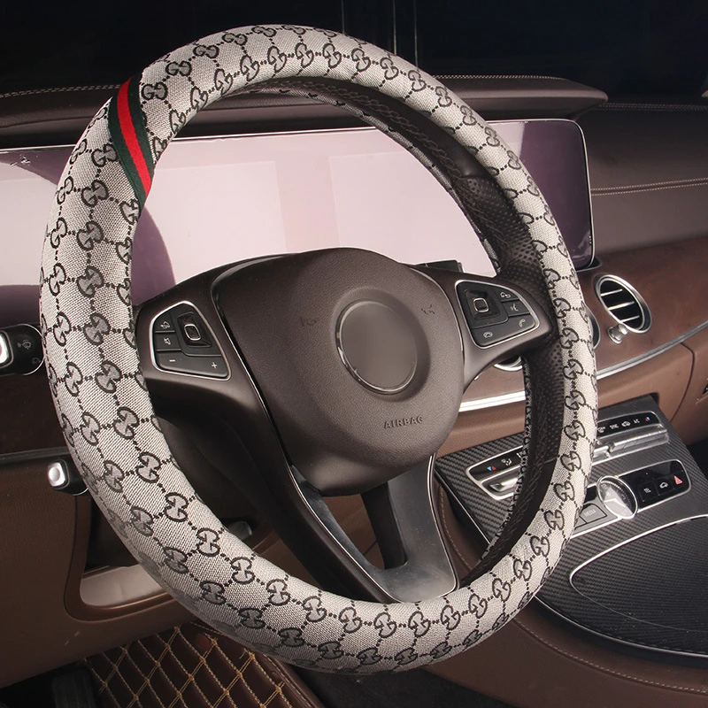 

Four Season Flax Car Steering Wheel Cover Universal Fashion Design Steering Wheel Covers Case Fit For Most Cars Styling