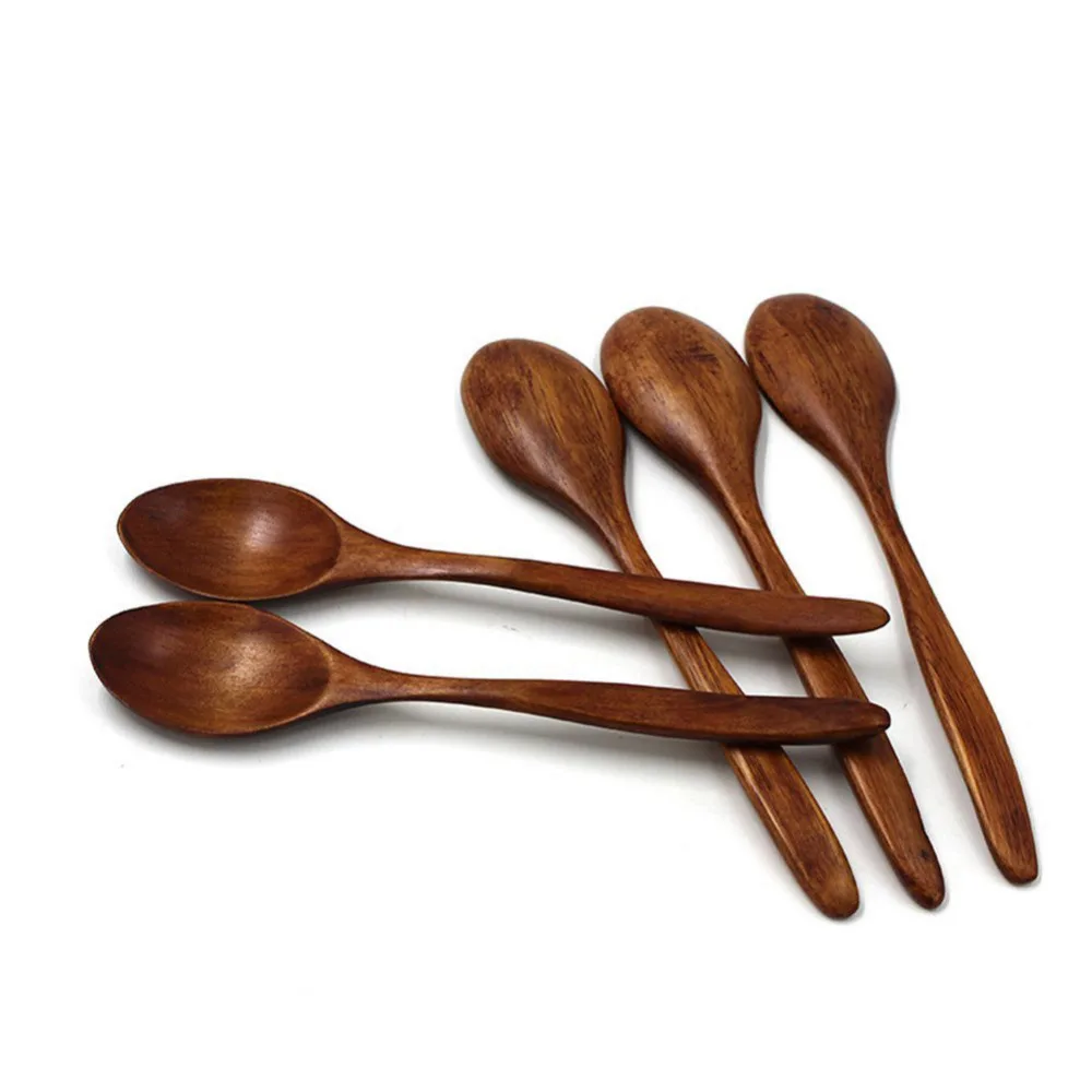 

1PCS Natural Wooden Soup Spoon Japanese Style Long Handled Spoon Rice Soup Dessert Spoon Wooden Utensils Dinner Rice Flatware