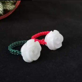 

Natural jade goods rose rings men and women this year of destiny inviting wealth evil spirits jade handmade rings.