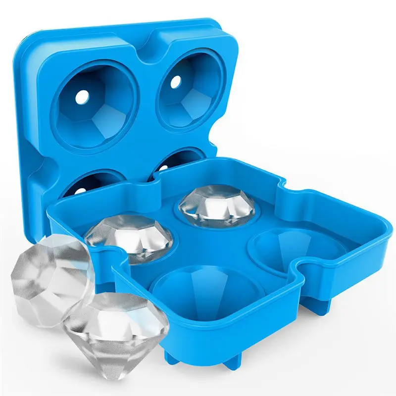 

NEW 4 Cavity Diamond Shape 3D Ice Cube Mold Maker Bar Party Silicone Trays Chocolate Mold Kitchen Tool, A Great Gift