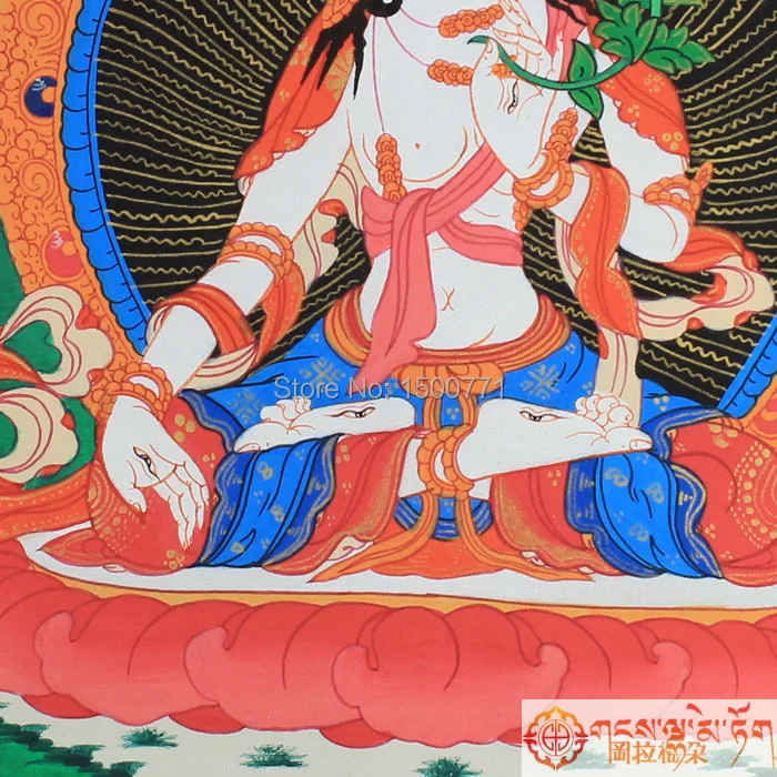 Чистая ручная роспись танка Непал Белая Тара Бодхисаттва фигурка Будды|buddha