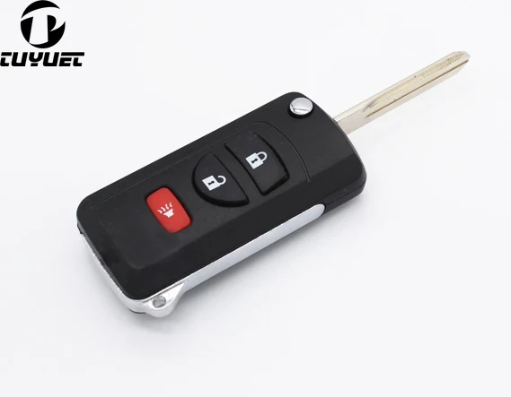 

Modified Car Key Case Blanks 3 Buttons For Nissan Sylphy Tiida Flip Folding Remote Key Shell