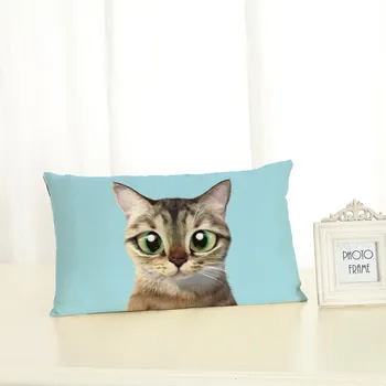 

High Quality Cat Housewear Lumbar pillow Chair Cushion Cover Soft Pillow Case Cojines Almofadas Cotton Linen Square 30x50