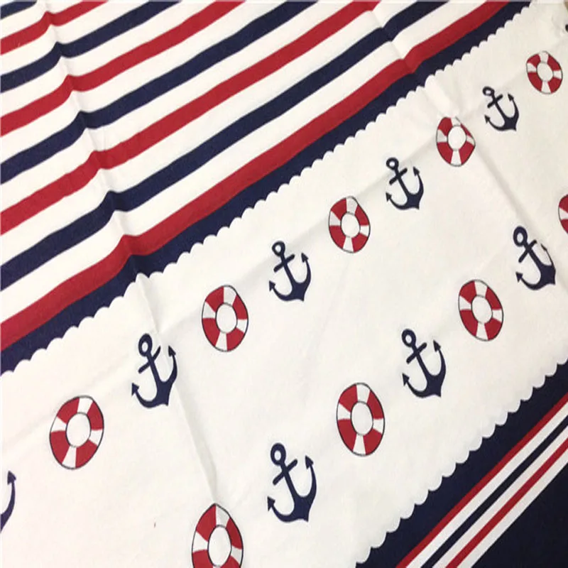 

50x150cm Speical Stock Classic Anchor Stripe Printed Cotton Fabric For DIY Sewing Quilting Decoration