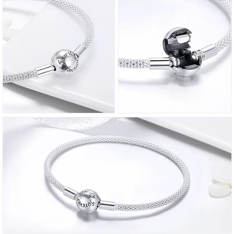 Amor para Sempre Jóias de Prata Bamoer Clássico Prata Esterlina Cobra Corrente Pulseiras Feminino 17cm 19cm Scb105 100% 925 7 High Quality Joias e Acessórios