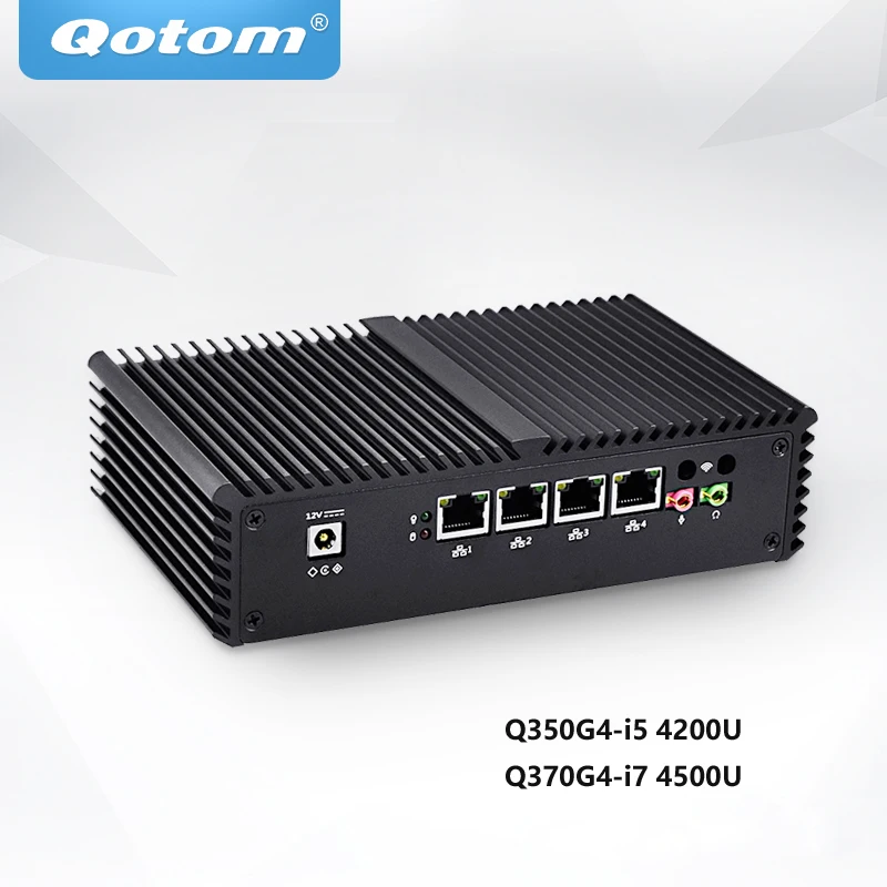 

Qotom Mini PC Core i5 i7 with 4 Gigabit LAN ,Support AES-NI Pfsense Router Firewall Industrial Computer Fanless PC Q350G4