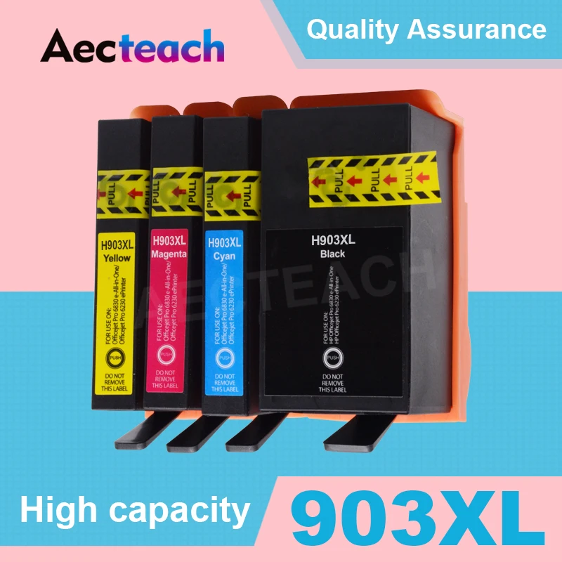 4 цвета совместимый картридж с чернилами для HP 903 903XL 907 Officejet Pro 6950 6960 6962 6963 6965 6966 6968