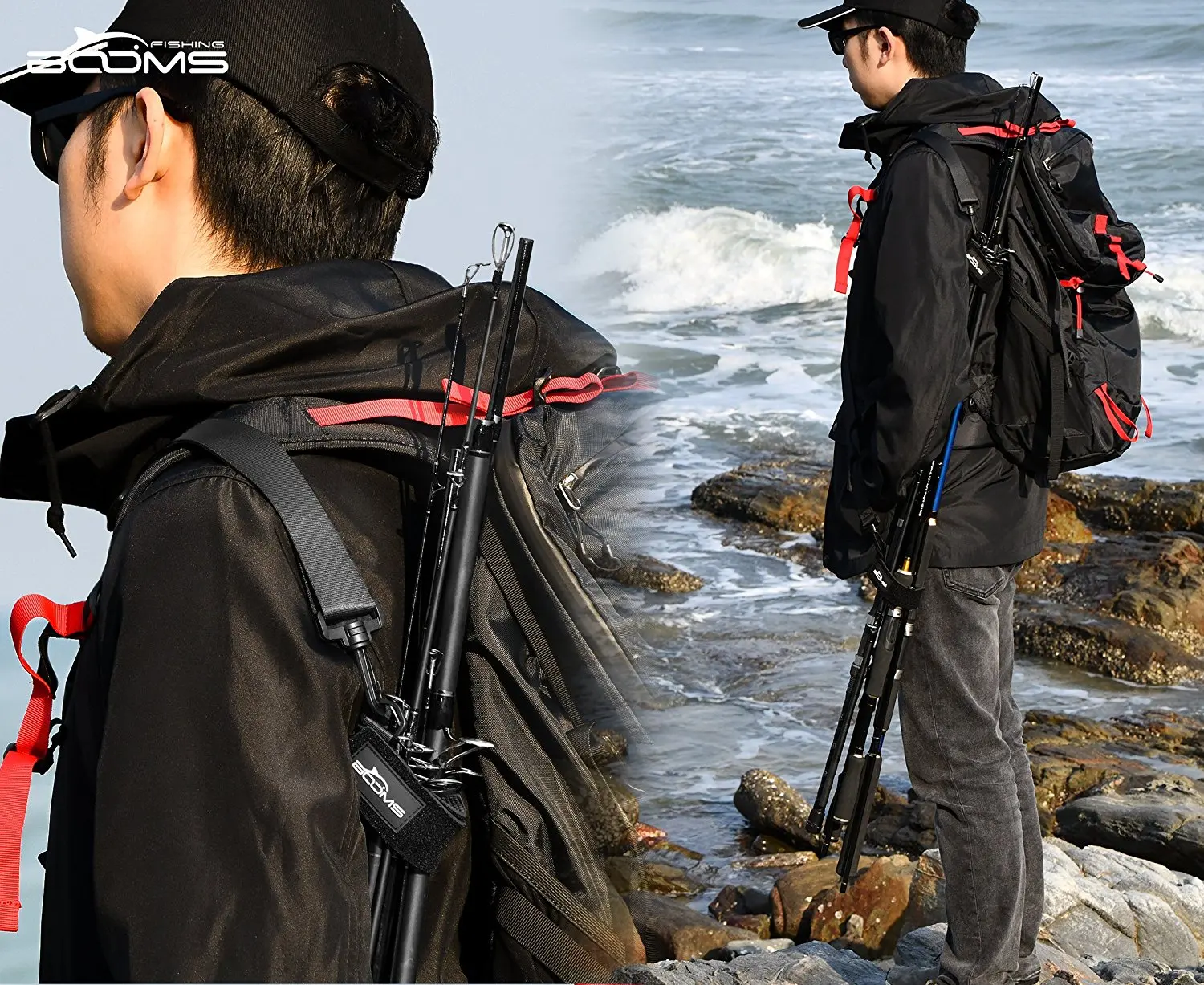 Booms Fishing RS4 Rod Carry Strap Sling Shoulder Belt, Black