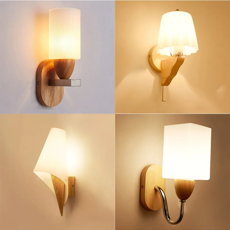 Modern Wood Wall Lights Bedroom Wall lamp Hallway Wand lamp Bed light