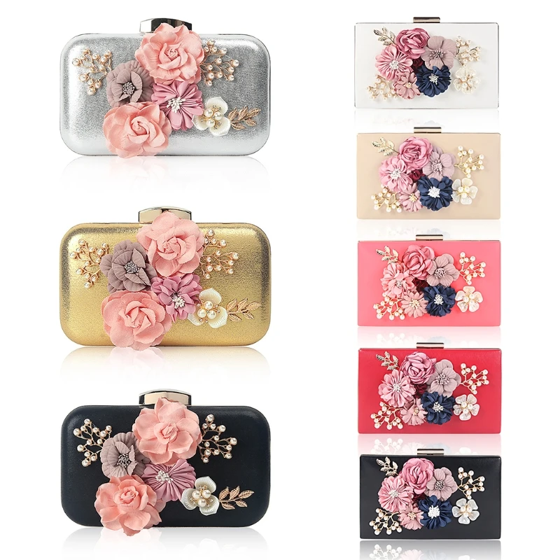 

NoEnName_Null High Quality Shoulder Bag Women Party Wedding Clutch Luxury Purse Flower Evening Prom Bag Chain Wallet