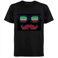 Hot Sale Sound Activated El T-qualizer Shirt Led T shirt El T-shirt  With 2pcs AA Battery Inverter Free Shipping 2