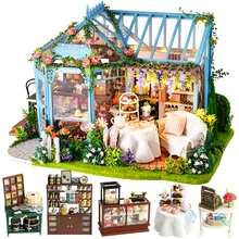 Cutebee diy kit casa de bonecas de madeira casa de bonecas em miniatura kit de móveis casa música led brinquedos para crianças presente aniversário a68b