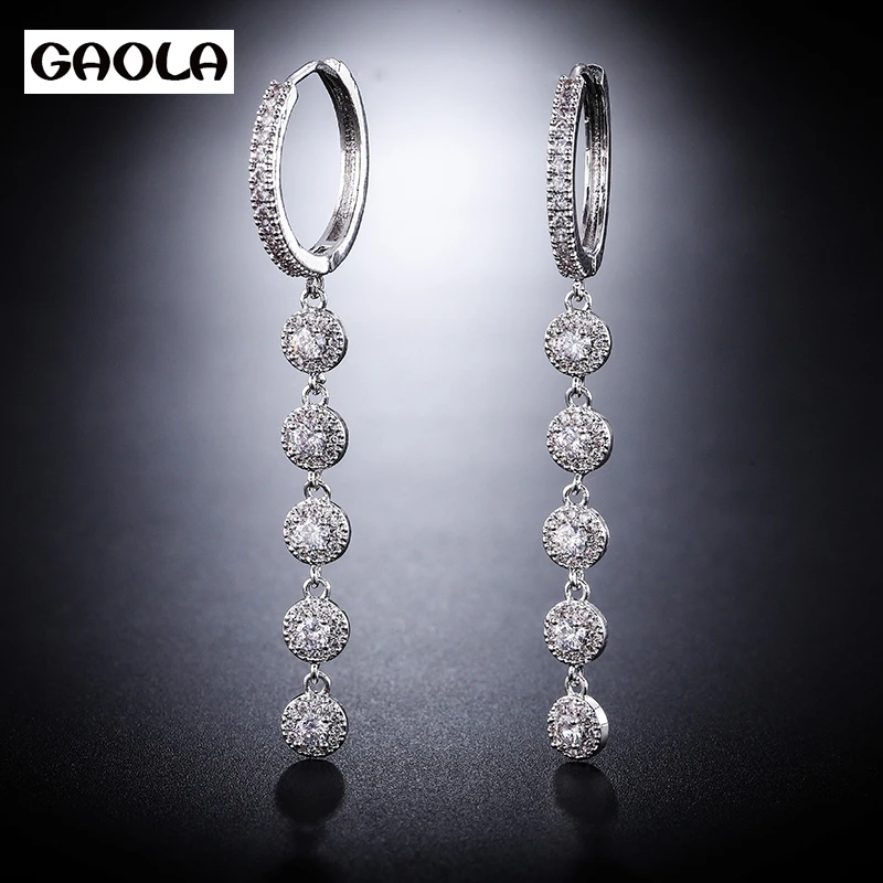 

GAOLA Fashion Oval CZ Dangle Earrings For Women Round Crystal Zirconia Jewelry For Life GLE8069