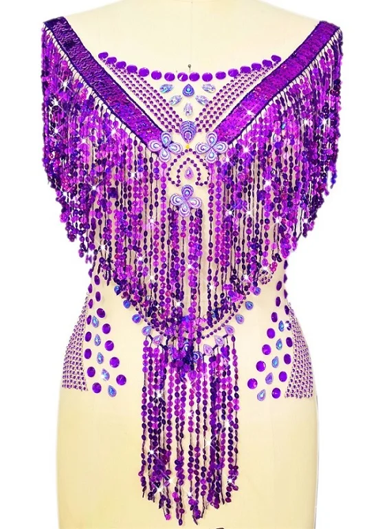 7 цветов ручной работы Швейные бусины Стразы Женская одежда аппликации и патчи для шитья на свадьбу маскарадные костюмы 38x64 см - Цвет: purple