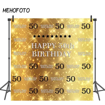 

Birthday Backdrops Gold Step Repeat 50th 60th 70th 80th Party Decoration Photo Booth Background for Adult Man Woman Customized
