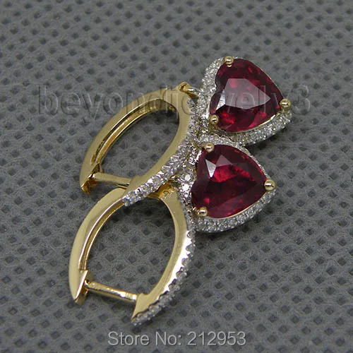 Винтажные серьги с красным Рубином 14 КТ желтое золото 6 мм|earrings fashion|earrings earringearrings