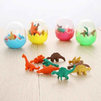

7/14pcs SET Mini Rubber Eraser Cute Dinosaur Egg Eraser Box Students Office Stationery Gifts Color Random 5*4cm Kids Favor Toy