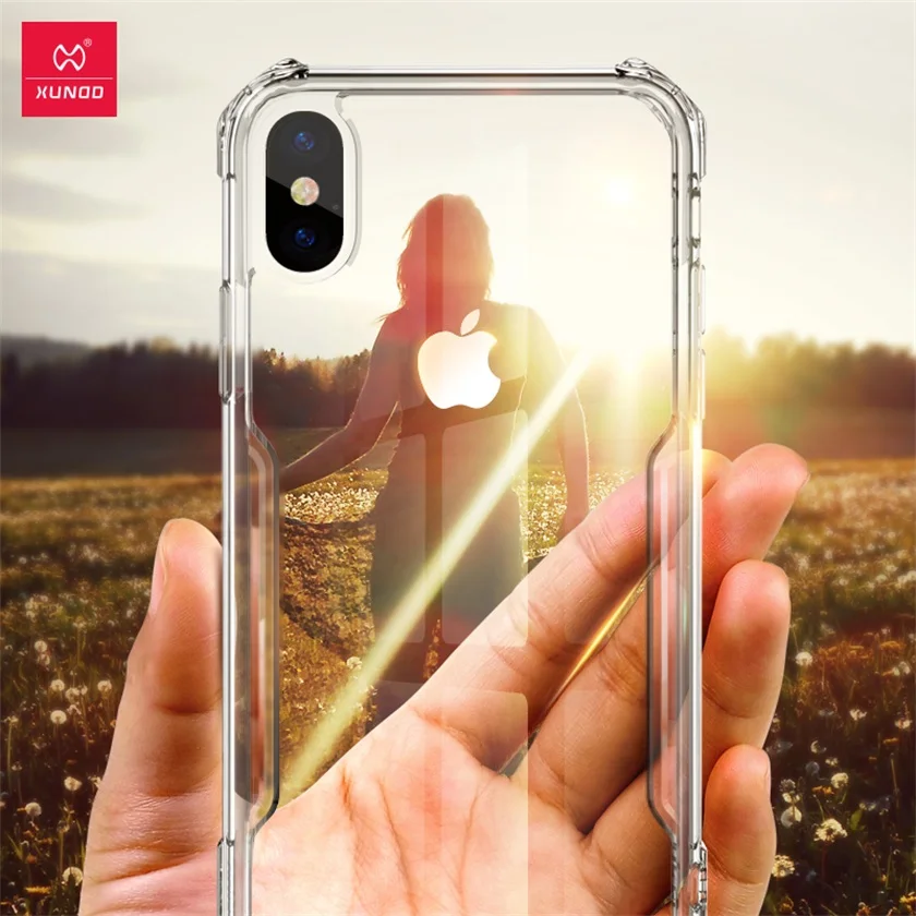 XUNDD Premium transparent clear phone case for iphone x silicon full protect iPhone 7 8 X XS Max case with strap Beetle