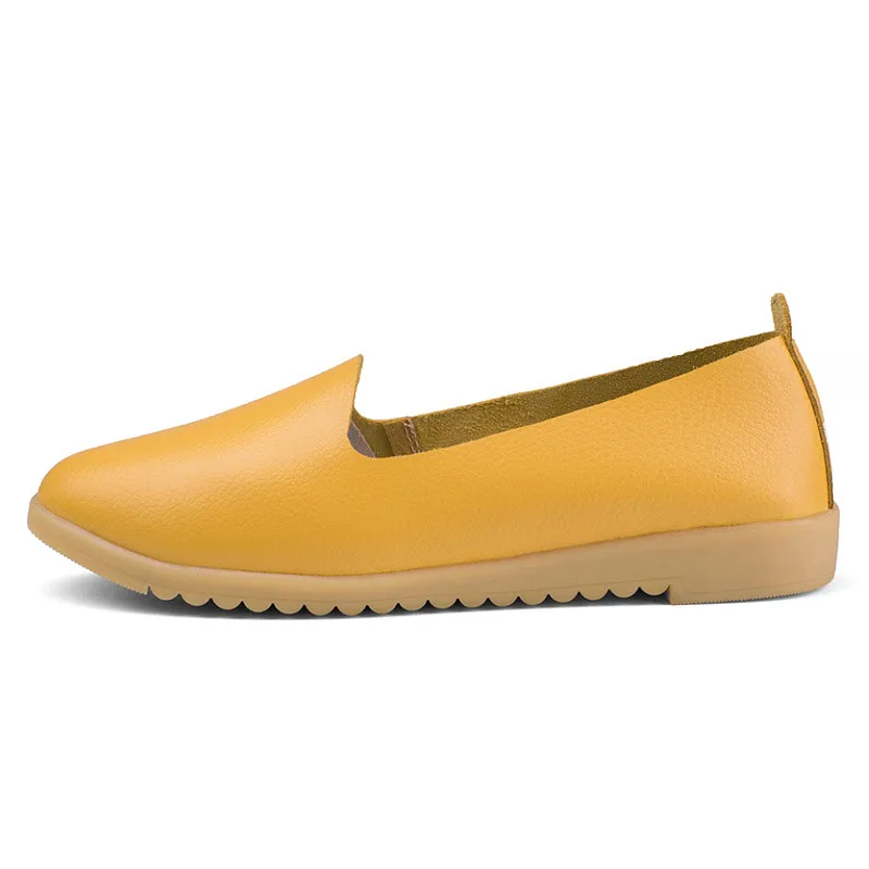 CEYANEAO ручной работы из кожи Для женщин свет при шитье обуви на заказ, Туфли без каблуков, Мокасины, лоферы, балетки Для женщин; удобная мягкая повседневная обувь - Цвет: Цвет: желтый