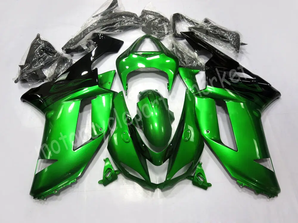Черный Зеленый ABS пластиковый набор корпусных деталей для Kawasaki Ninja ZX-6R ZX 636 2007-2008 ZX 6R 07 08