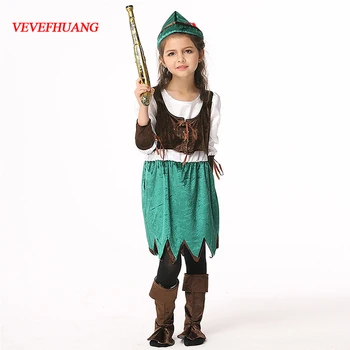 

VEVEFHUANG Children Pirate Costume Halloween Cosplay Costume Kids Girls' Performance Pirate Dance Performance Cartoon Costume