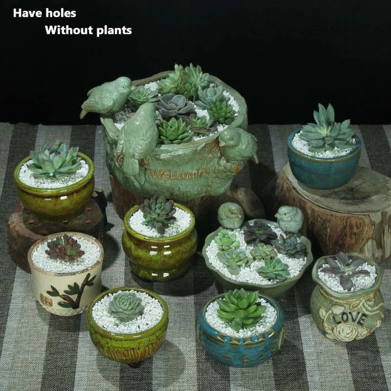 

Promotion 2017 New Coarse Pottery Flower Pot planters for succulents bonsai art personalized simple Succulent plants pottery