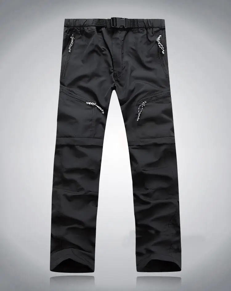 Спортивные водонепроницаемые брюки для альпинизма, для мужчин и женщин, быстросохнущие, дышащие, тонкие, два предмета, съемные - Цвет: Черный