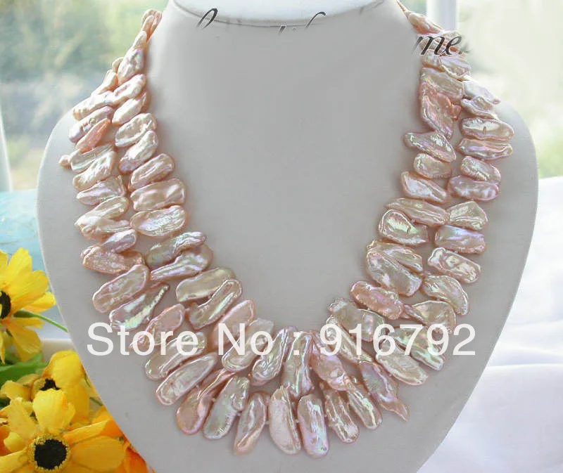 

free shipping >>>>>34" 28MM PINK DENS BIWA CULTURED PEARL NECKLACE