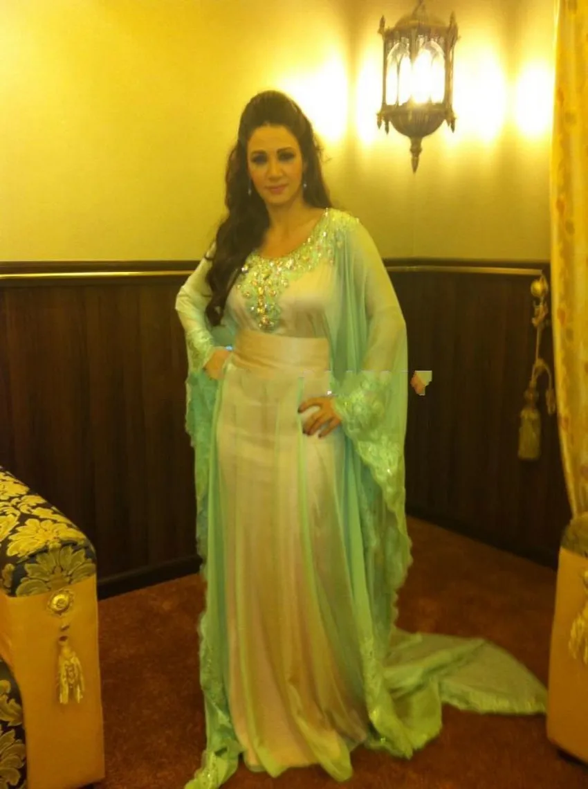 Vestido De Festa элегантные вечерние платья с длинными рукавами Зеленое Шифоновое