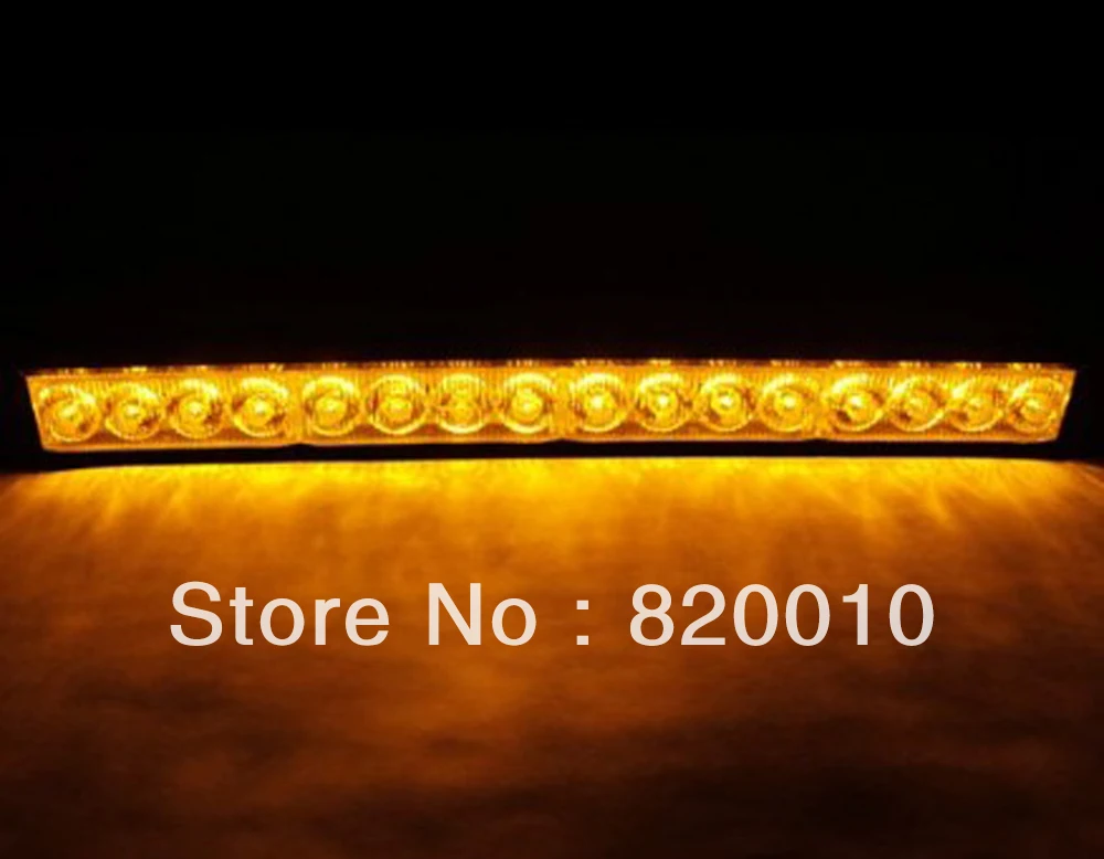 Free Shipping 16 LEDs Car Vehicle AUTO Emergency Safety Flashing 1W Strobe Lights DC 12v Yellow