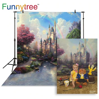 

Funnytree background for photo studio fairy tale castle little princess girl cake smash photography backdrop photozone photocall