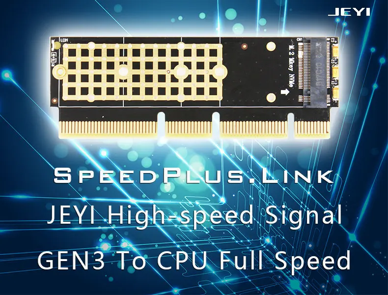 JEYI MX16-1U M.2 NVMe SSD NGFF to PCI-E 3.0 X4 X8 X16 Adapter M Key Interface Card Suppor PCI Express 2280 Size m.2 Full Speed 