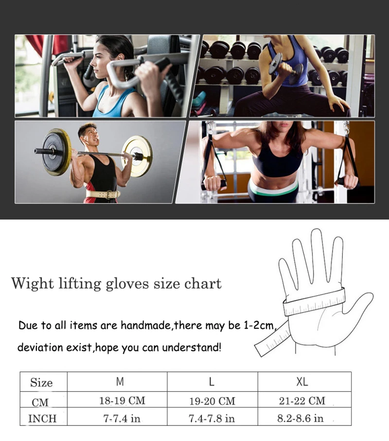 M-XL Gym Gloves Heavyweight Sports Exercise Weight Lifting Gloves Body Building Training Sport Fitness Gloves (5)
