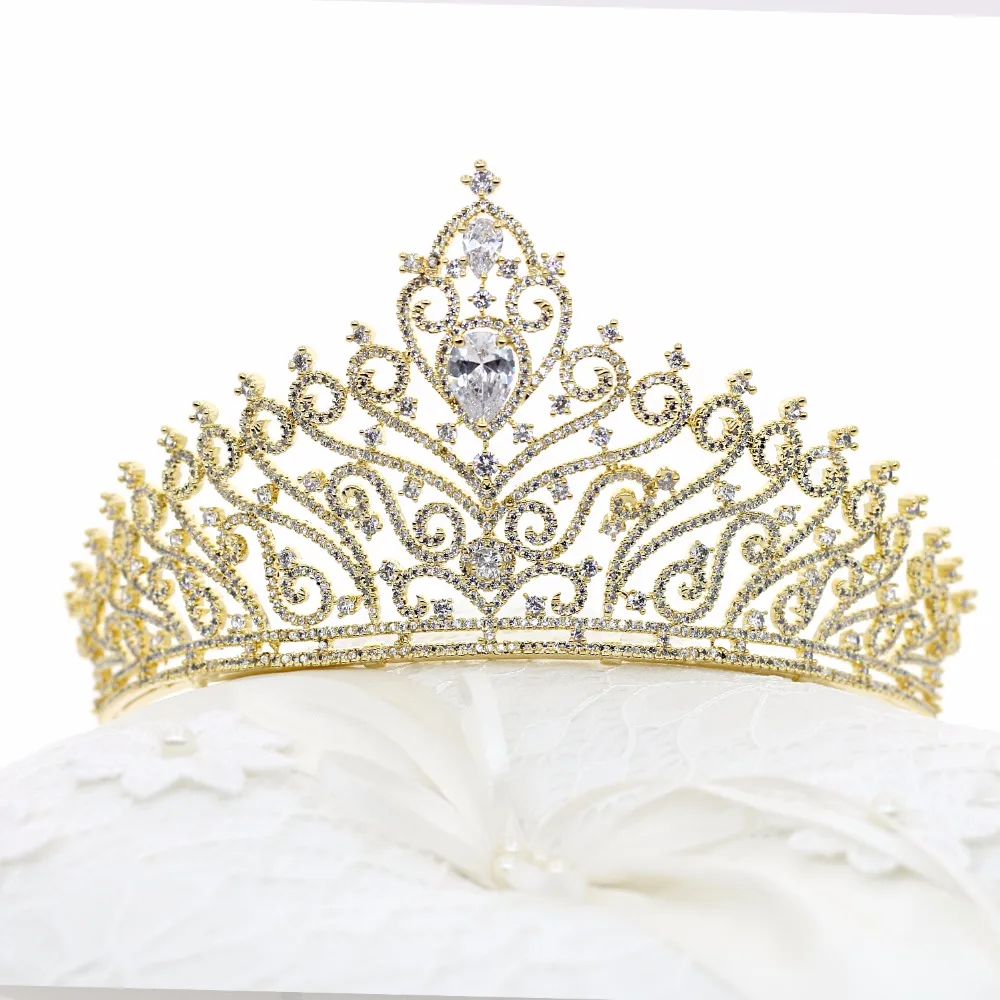 

Crown Spectacle Princess Hair Jewelry Party Rhinestone Vintage Queen Crown Cubic Zirconia Women Bridal Hair Accessories