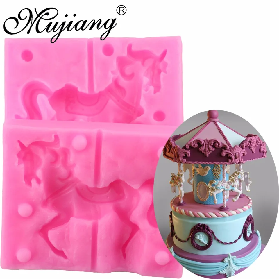 Stampi In Silicone Per Cioccolato E Fondente - Forma Giostra Con Cavalli 3D - Per Torte, Cupcake, Caramelle, Ghiaccio E Resina