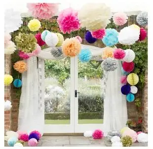 

5pc 20 25 30cm Tissue Paper Flowers paper pom poms balls lantern Party Wedding New Year decoration baby shower party supplies
