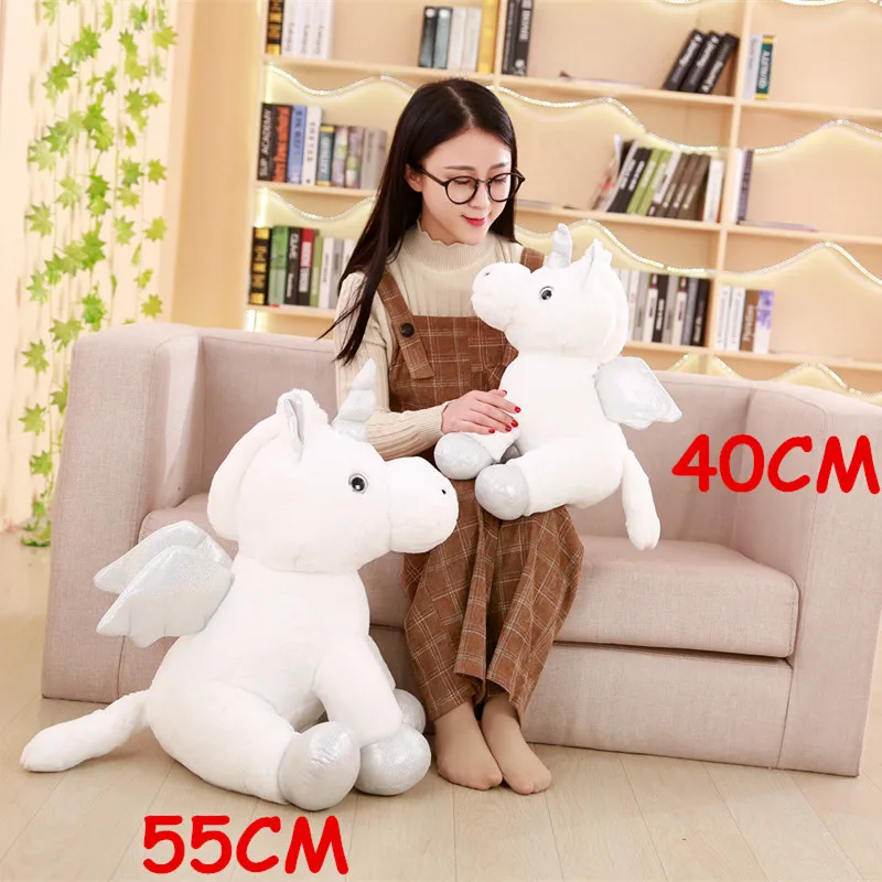 Miaoowa 1pc 40cm Kawaii Soft Plush Horse with Wings Staffed Cute Animal Cartoon Unicorn Plush Toys Lovely Kids Doll Pillow Gift