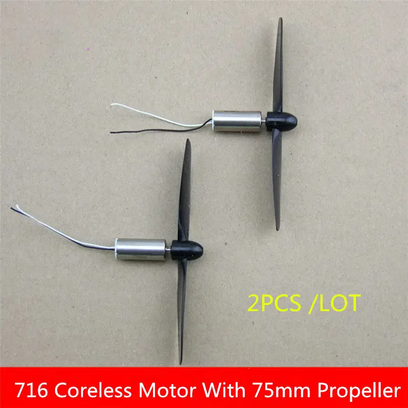 

2PCS/LOT DM017 716 Coreless Motor With 75mm Propeller Moving-coil machine Model Four-axis aircraft motor Output axis 1 MM