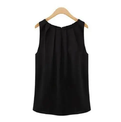 

Women Blouse Shirt 2019 Temperament Sleeveless Round collar Sleeve head Chiffon shirt Wild Joker Chiffon vest
