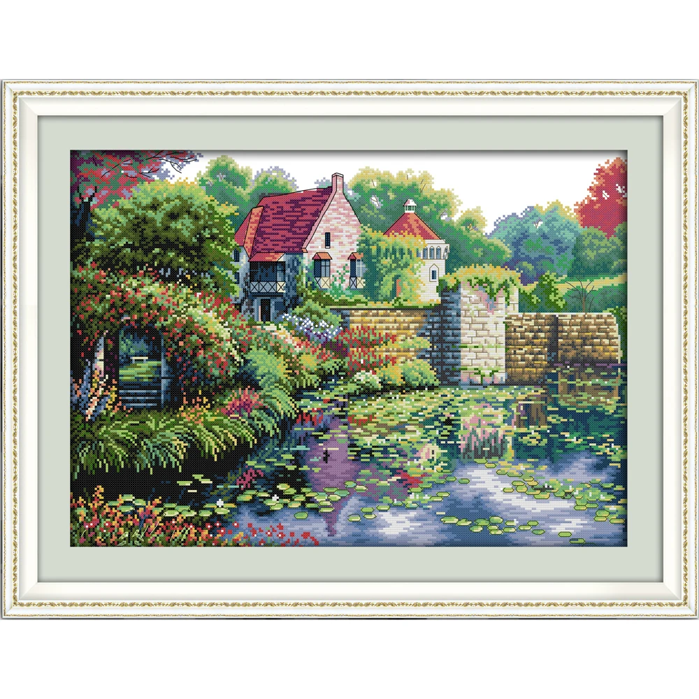 

Everlasting love England castle Chinese cross stitch kits Ecological cotton stamped printed DIY Christmas decorations for home