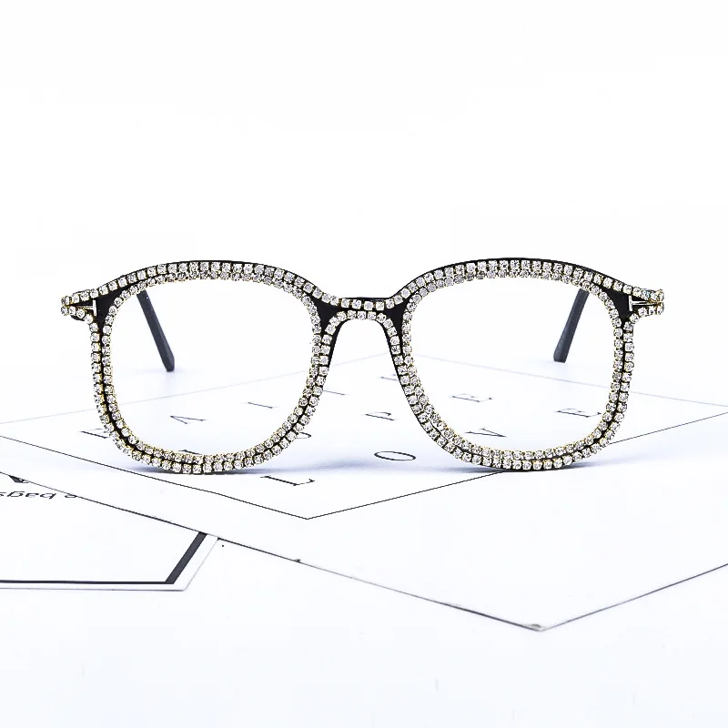 F223, золотые стразы, оправа для очков, большой кошачий глаз, очки для женщин, фирменный дизайн, прозрачные линзы, очки для мужчин, Ретро стиль, оправа для очков