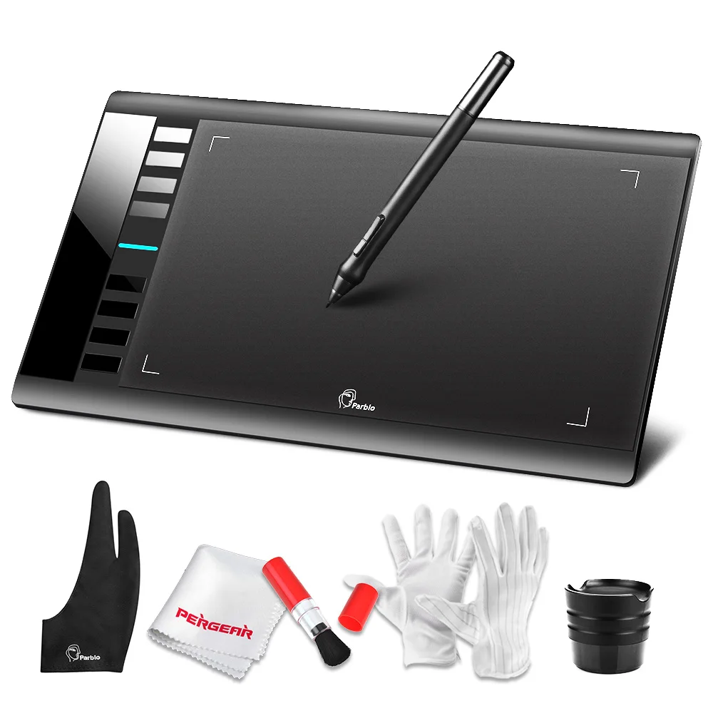 Comprar Tableta Digital Parblo A610 dibujo gráfico tableta 5080 LPI resolución Tablet almohadilla para dibujar + Kit de limpieza