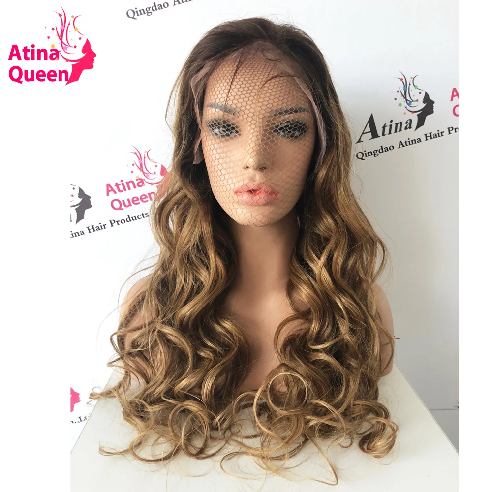 Atina Queen 180 плотность два тона кружева передние человеческие волосы парики с