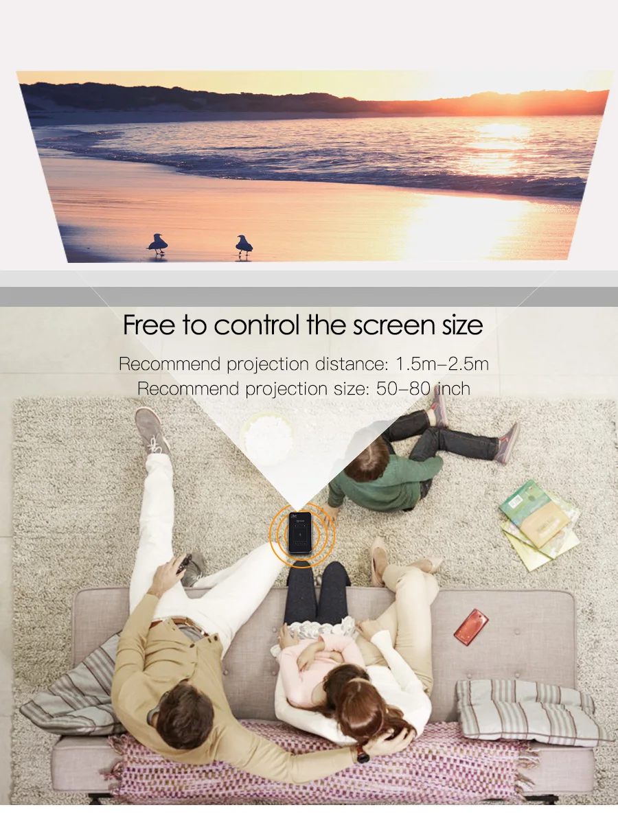 AODIAN AODIN 1+32G Portable Projector Smart Multi-touch HD 1080P DLP Projector HDMI IN mini Pocket Projector LED Android Home Theater M8S Pico projector-15