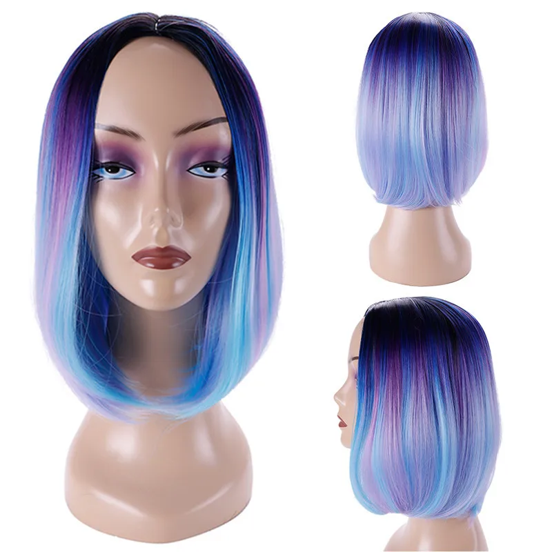 Short Heat Resistant Synthetic Hair Wigs Straight Remy