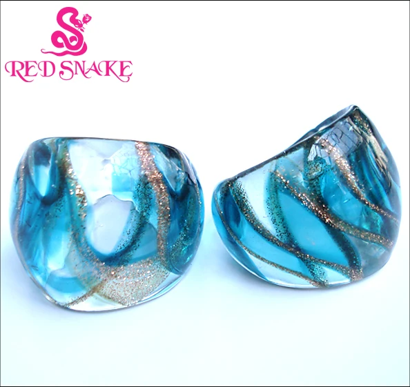 Красная змея модное кольцо ручной работы светильник синие полупрозрачные кольца из муранского стекла